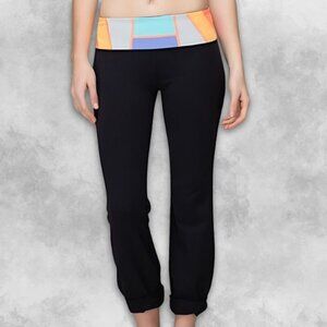 Lululemon Yoga Pants Medium-Rise Colorful Stretchable Waistband Black Women's  2